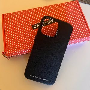 Casetify x The M Jewelers Black Leather iPhone 13 pro phone case